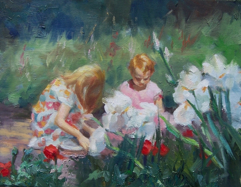 Children Gardening by artist Eve  Larson